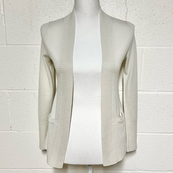Banana Republic Wool Blend Cream Open Cardigan w/Pockets Size XS - Picture 2 of 9